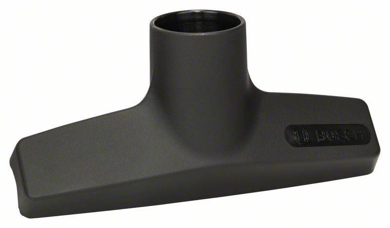 A black Bosch vacuum cleaner nozzle part shown from the front view. It has a simple, functional design.