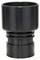 Black cylindrical plastic tube with two ring-shaped grooves in the middle, against a white background.