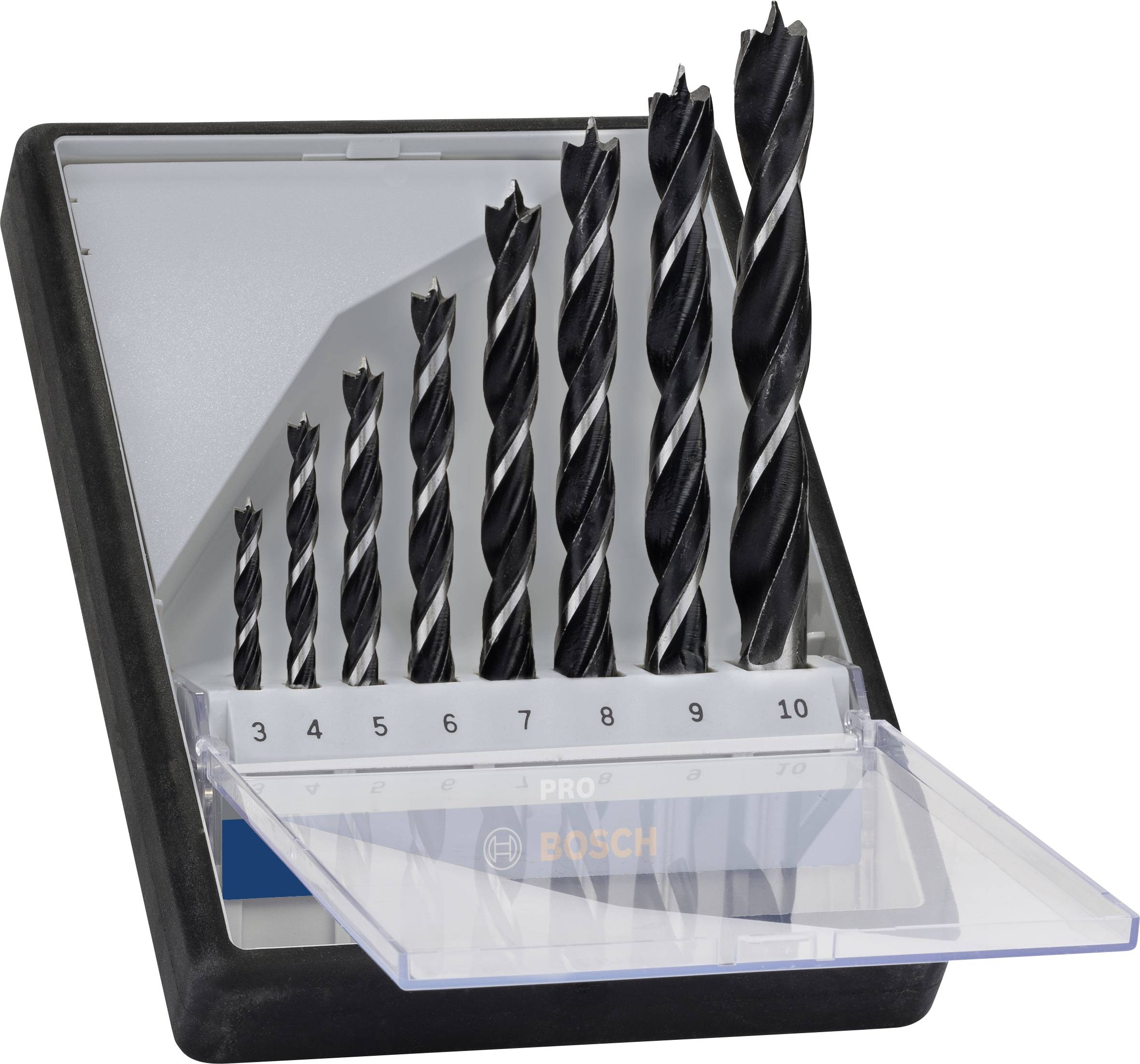 Bosch Accessories 2607010533 Wood twist drill bit set 8-piece 3 mm, 4 mm, 5 mm, 6 mm, 7 mm, 8 mm, 9 mm, 10 mm Cylinder shank 1 Set