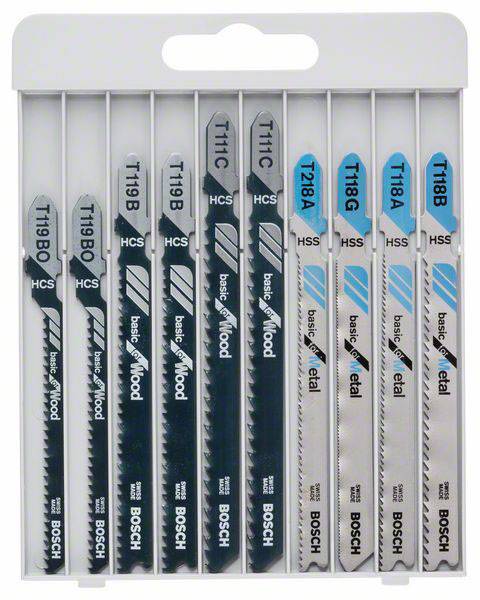 Bosch Accessories 2607010630 Stichsageblatt-Set Wood/metal basic, 10-piece 1 Set