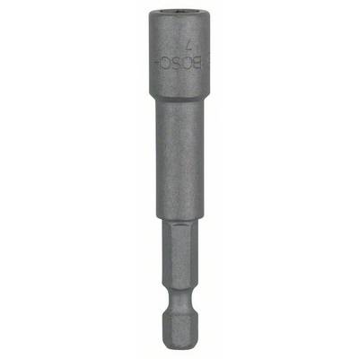 Bosch hexagonal screwdriver bit in grey, suitable for battery-powered tools and featuring a hexagonal head for screws.