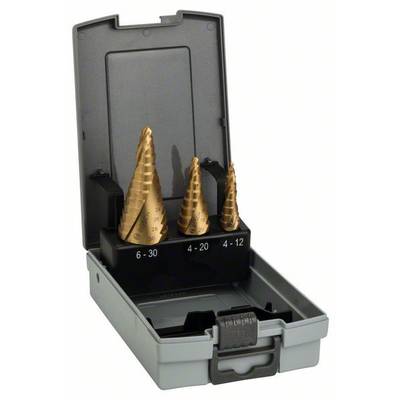 Bosch Accessories 2608587432 HSS Step drill bit set 3-piece 4 - 12 mm, 4 - 20 mm, 6 - 30 mm TiN  Triangular shank 1 Set