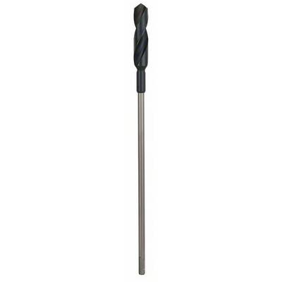 Drill bit with a dark grey spiral blade and silver shaft, suitable for precision drilling in various materials.
