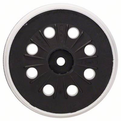 Black grinding disc with multiple round holes and a white border.