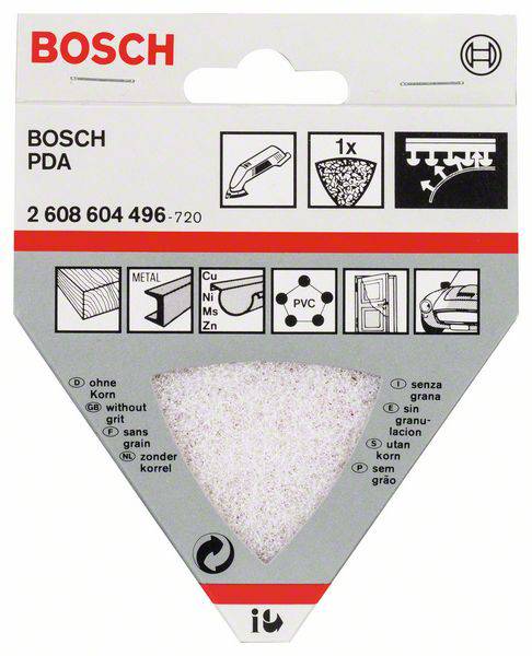 'Bosch PDA Sanding Pad Packaging, Grit 0, Suitable for Metal, Copper, Nickel, PVC, 2 608 604 496-720'