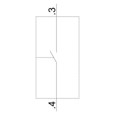 Technical drawing of a rectangular recess with two dimensioned measurements of 3 and 4. Lines indicate the symmetry and position of the recess.