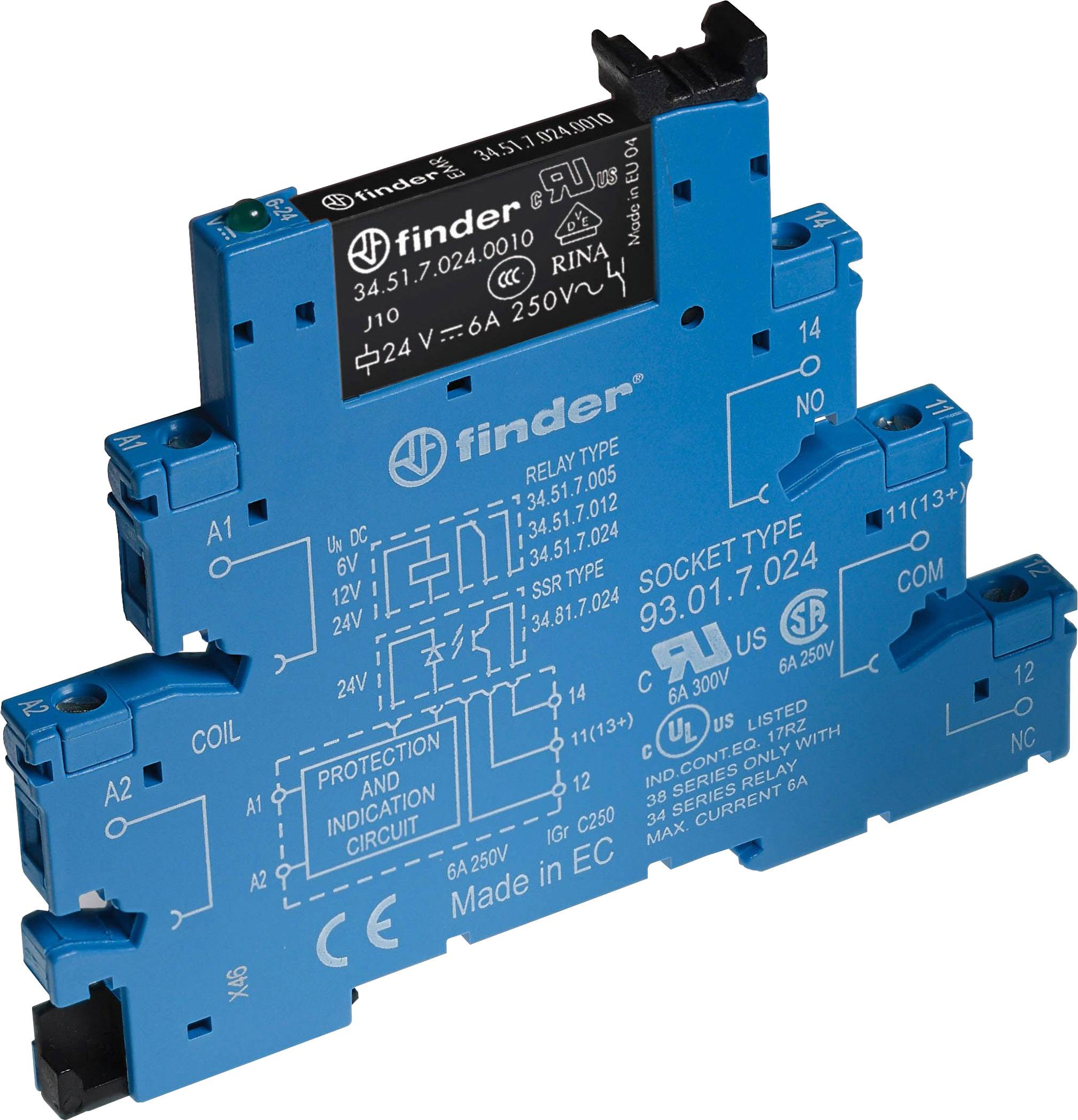 Finder 38.51.7.006.0050 - 6A Relay Interface Module, EMR, N/A 250V AC