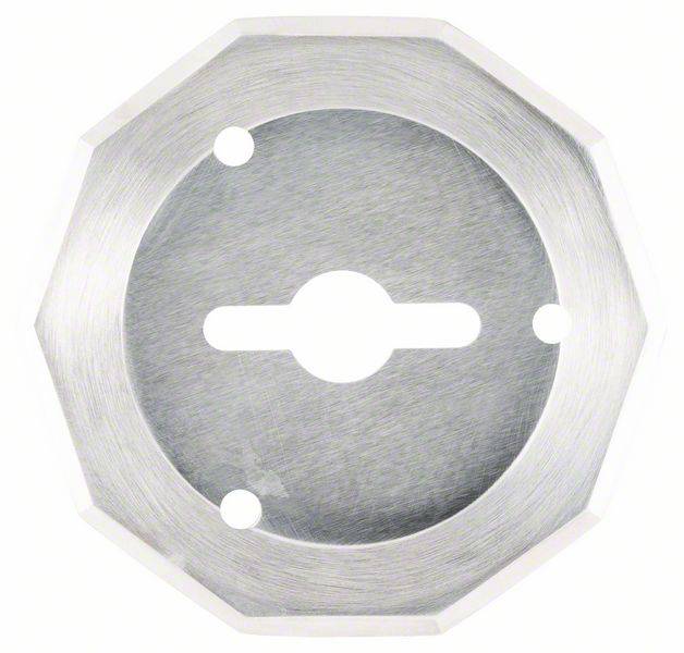 Octagonal metal disc with a central hole and three additional holes that can be used for fixing or mounting.