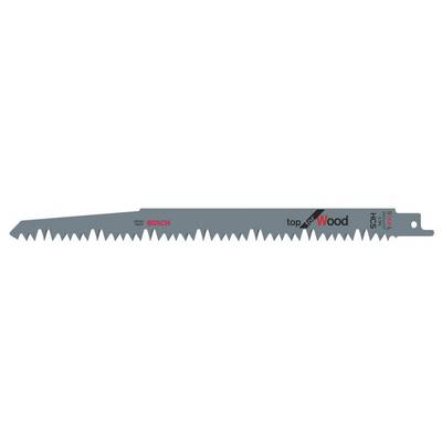 Bosch sabre saw blade with the inscription 'top for Wood', suitable for woodworking, with coarse teeth.
