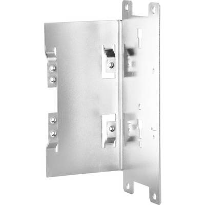 Metal bracket with multiple holes and tabs, suitable for wall mounting and securing devices or structures.