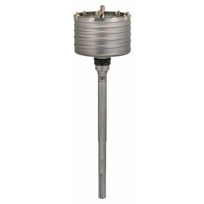 A grey metal core drill attachment, cylindrical in shape, with sharp cutting teeth at the top, against a white background.