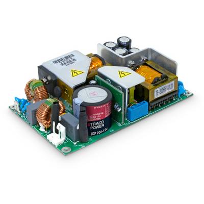 Electronic power supply unit on printed circuit board with capacitors, inductors and transformers.