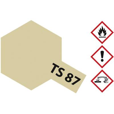 Hexagon with inscription 'TS 87', flame symbol, warning symbol and corrosive liquid symbol on the right-hand side.