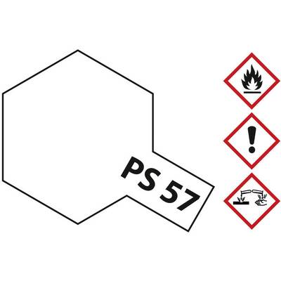 Image of a hexagonal symbol with the inscription 'PS 57', alongside three hazard symbols: flammable, warning, and corrosive.