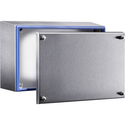 A rectangular, silver metal box with a removable lid, blue sealing rubber, and four screws at the corners.
