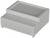 Grey rectangular plastic housing with lid, ten cable entry points and two sealing tabs.