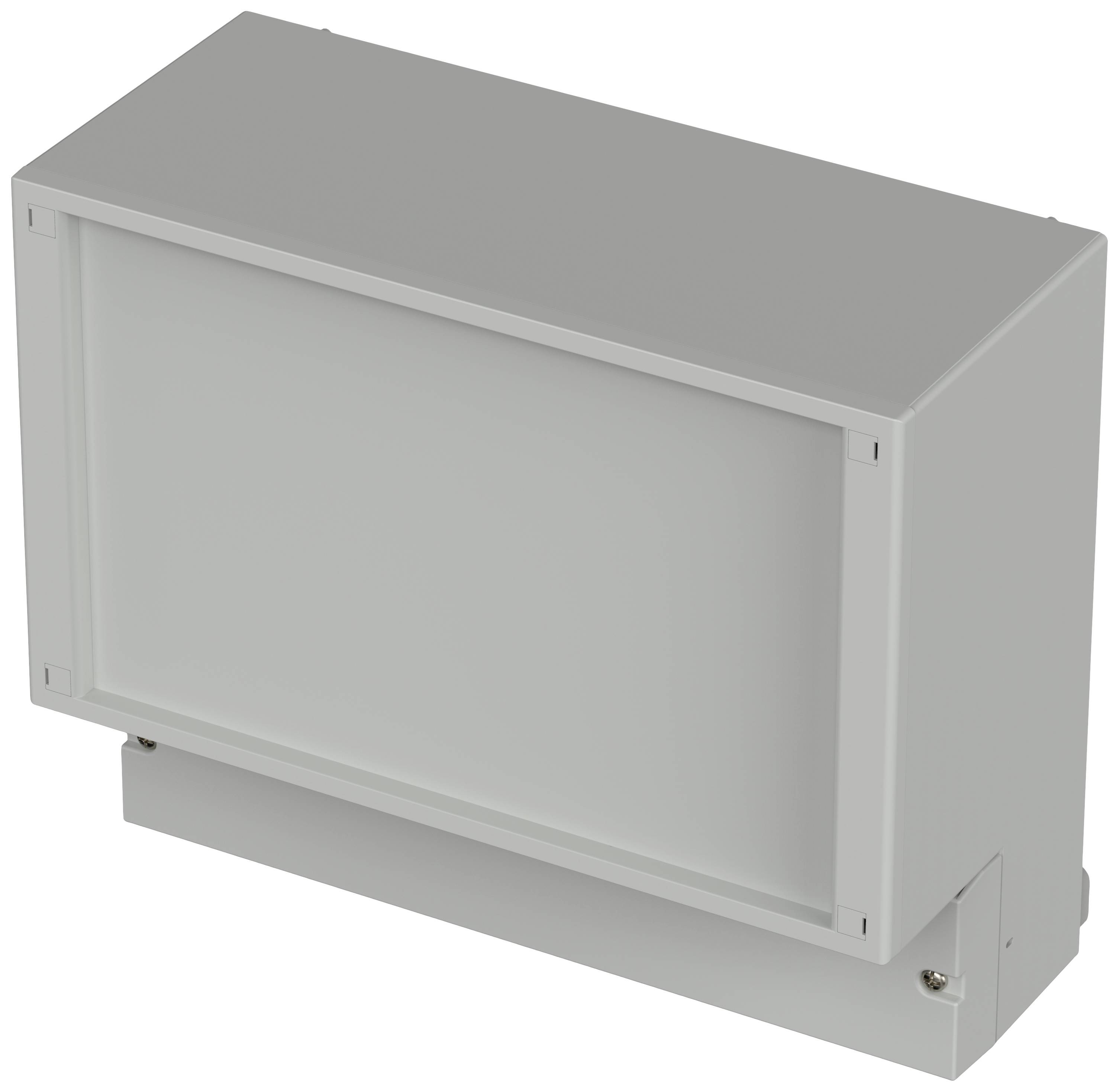 Rectangular grey casing with no visible brand markings or functional elements, standing alone on a light surface.