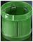 Green metal bin with a textured surface in a cylindrical shape, without a lid.