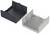 Two empty plastic housing halves, one black and the other grey.