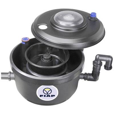 Opened round water filter with multiple chambers and connections, 'FIAP' logo on the front.