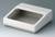 A white, rectangular electronic enclosure with an open top and slanted front, suitable for housing components or devices.
