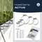 'Product image of stainless steel hose clips in various sizes from 11–60 mm, with packaging and "HoseClamp ACTIVE" labelling.'