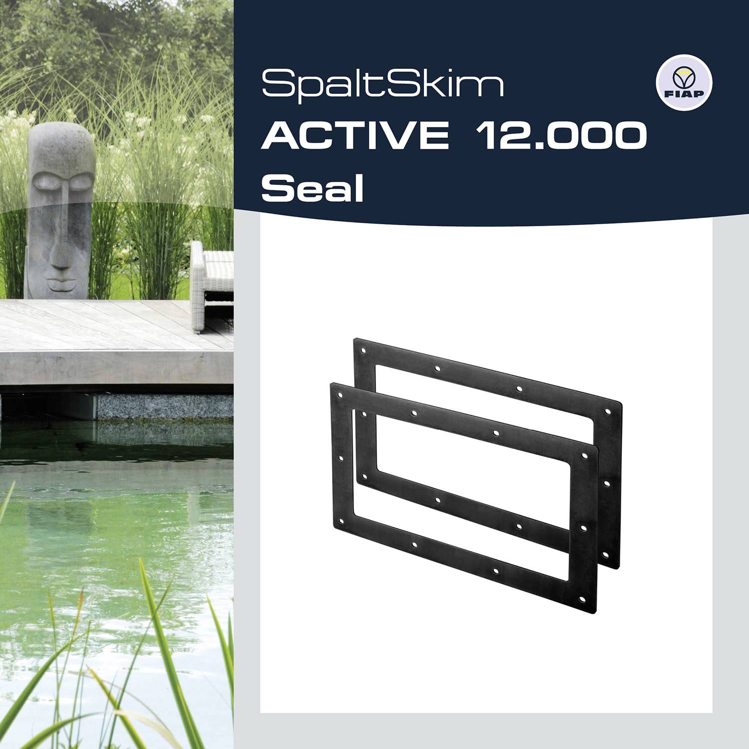 'SpaltSkim ACTIVE 12,000 Seal' on a product image with a rectangular sealing frame and a stylised water environment.
