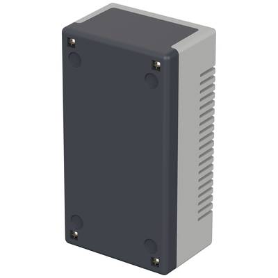 Rectangular grey plastic casing with screws on the front and ventilation slots on the sides.