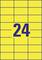 A yellow card with a large, blue '24' inscription, surrounded by a grid of blue lines.