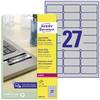 Avery-Zweckform L6011-20 63.5 x 29.6 mm Polyester film Silver 540 pc(s) Permanent adhesive Nameplates Laser, Copier