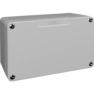 A grey rectangular enclosure with rounded edges and four screws at the corners.