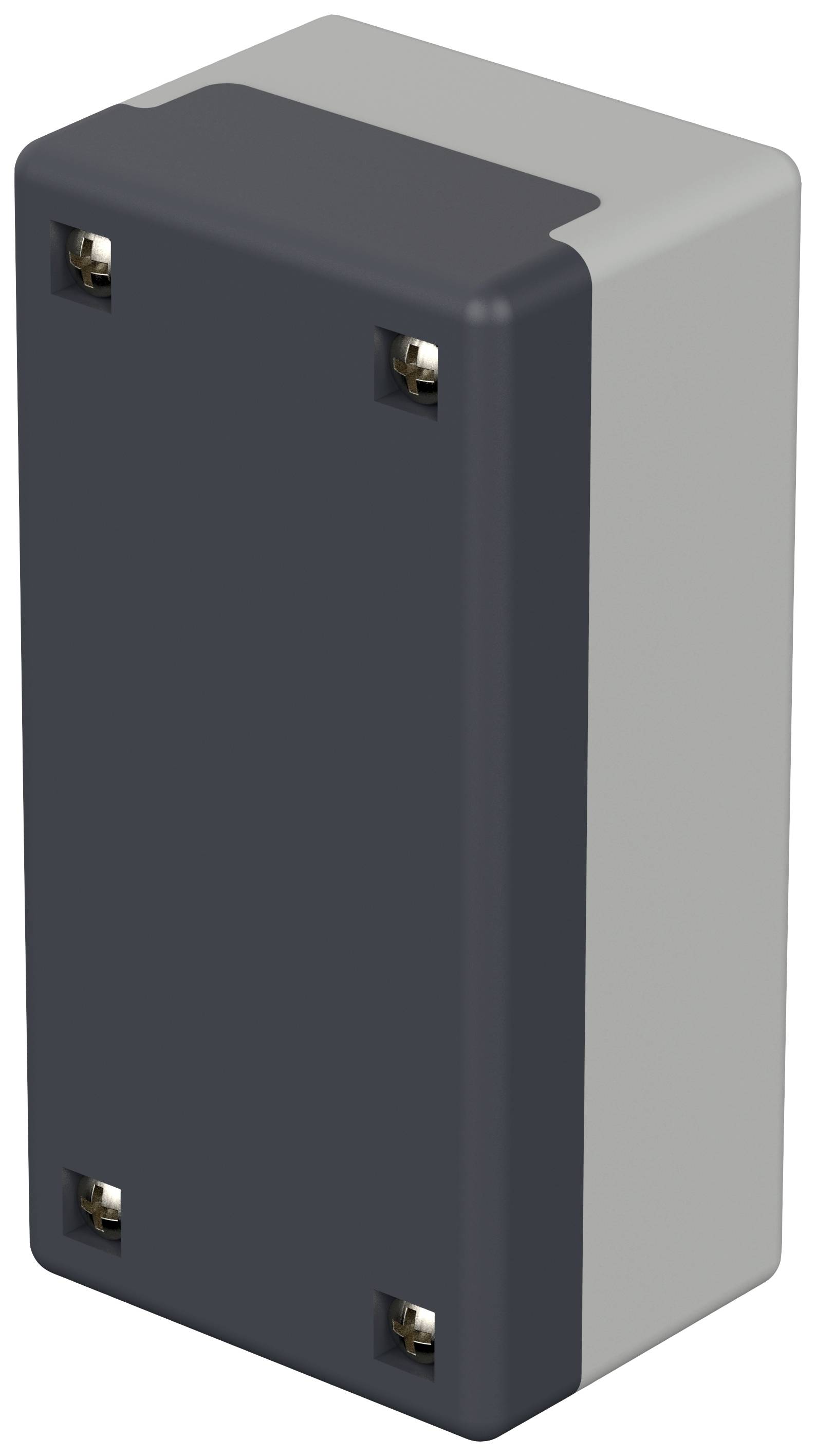Grey, rectangular plastic enclosure with a removable lid and four screws at the corners, suitable for electronic projects.