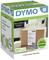 Product packaging for DYMO Labels. Shows a box with an address label, text '80% environmentally friendly' and 'Made in Europe'. Contains 220 labels.