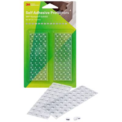 '3M Bumpon SJ5302' self-adhesive protective bumpers, transparent, 80 pieces, on card and partially already detached.