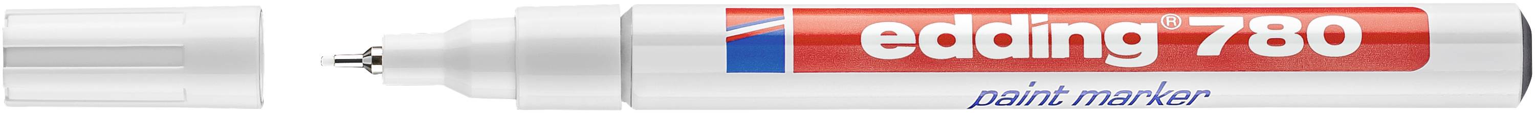 White Edding 780 paint marker with a silver barrel, red label, and white cap, shown horizontally on a white background.