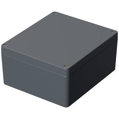 Grey, rectangular plastic enclosure with four screws at the corners. Used for electronic components.