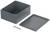 Grey plastic housing with a removable cover, alongside several fixing screws.