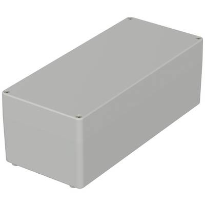 Grey rectangular plastic electronics enclosure, suitable for storing electrical components.