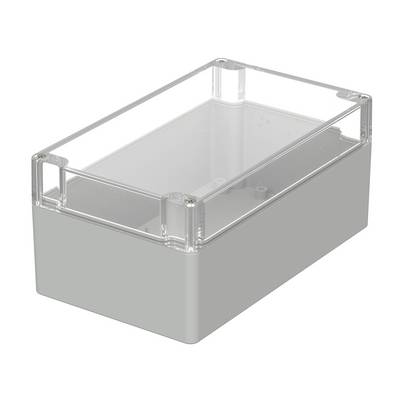Rectangular, grey enclosure with a transparent lid, providing electronic protection. Ideal for DIY and electronics projects.