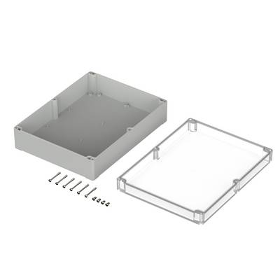 Housing with a removable lid next to several screws. Clear lid allows a view of the interior.