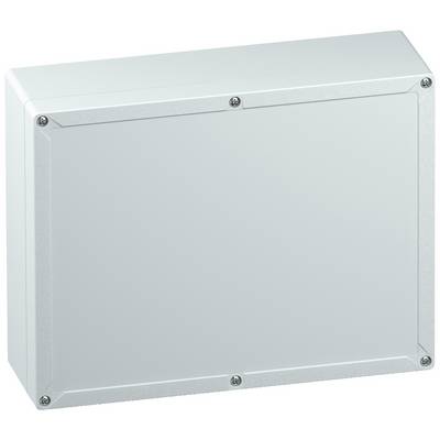 Metallic enclosure with a silver surface and visible screws at the corners, suitable for protecting electronic components.