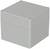 Grey, square plastic box with rounded corners and four visible screws at the corners of the lid.