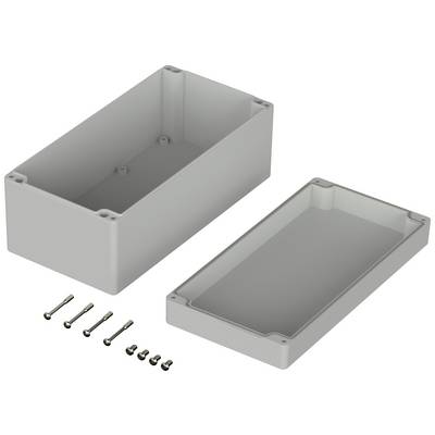 Housing Set: Two-piece grey housing with included screws, suitable for protecting electronic components.
