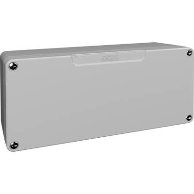 Grey, rectangular box with four visible screws in the corners. No other markings or details discernible.