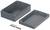Grey-grey rectangular plastic enclosure consisting of two parts, with included screws, prepared for mounting.