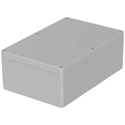 Grey rectangular enclosure with a removable cover and screws at the corners.
