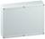 Grey rectangular metal enclosure with screws at the corners. Suitable for protecting electronic components.