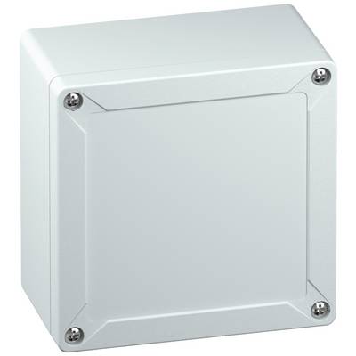 A rectangular, grey enclosure with four visible screws at the corners, evidently an electrical junction box.