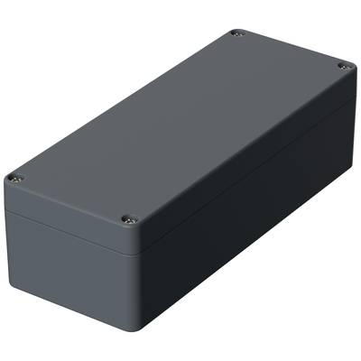 A rectangular, black plastic enclosure with screws at the corners. Suitable for electronic devices.
