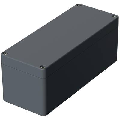 A rectangular grey enclosure with rounded corners and screws at the corners.